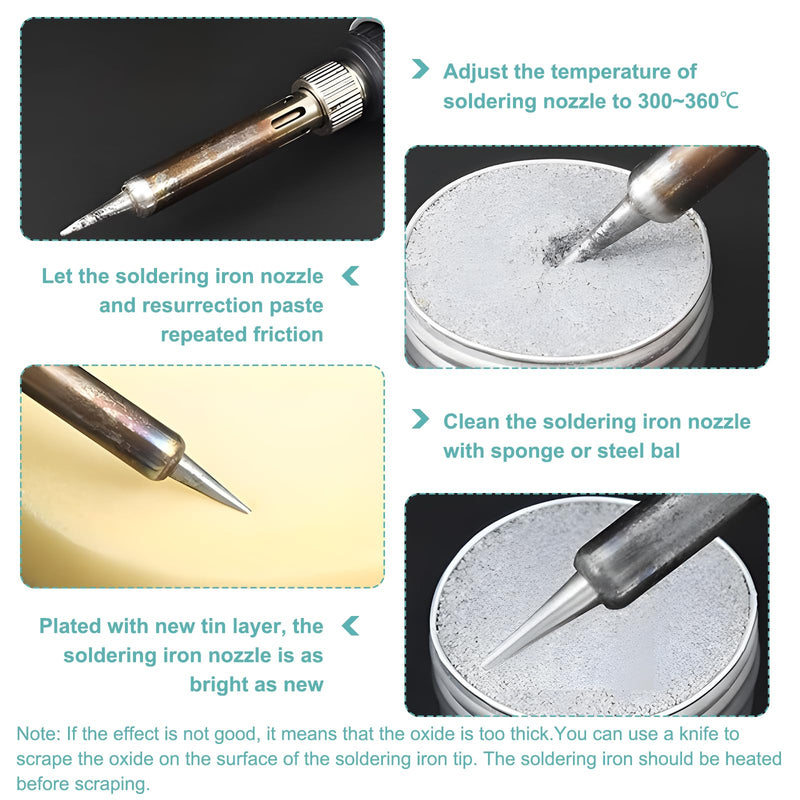 Soldering Tip Cleaner, Soldering Tips, Reactivator, Oxidised Soldering Accessories, Cleaning Tips, Soldering Iron Tip for Activated Oxidation, Minimises Smoke Development (30 g) with Solder (1.5 mm x