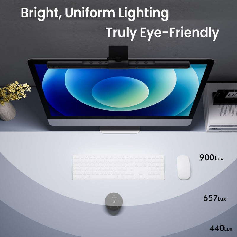 Quntis Computer Monitor Lamp, Screen Monitor Light Bar for Eye Caring, USB Reading LED Task Lamp with Auto-Dimming, Dimmable Light Bar, Touch Control, No Glare Space Saving Home Office Desk Lamps ScreenLinear Pro ‎Gray