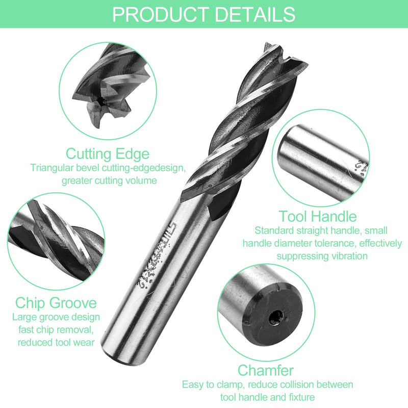 Riloventa 10 Pieces 4 Flute End Mill Cutter High Speed Steel CNC Router Bit Straight Shank Drill Bits CNC Router Bits Groove Cutter Metal with Storage Box for 2/3/4/5/6/7/8/9/10/12mm