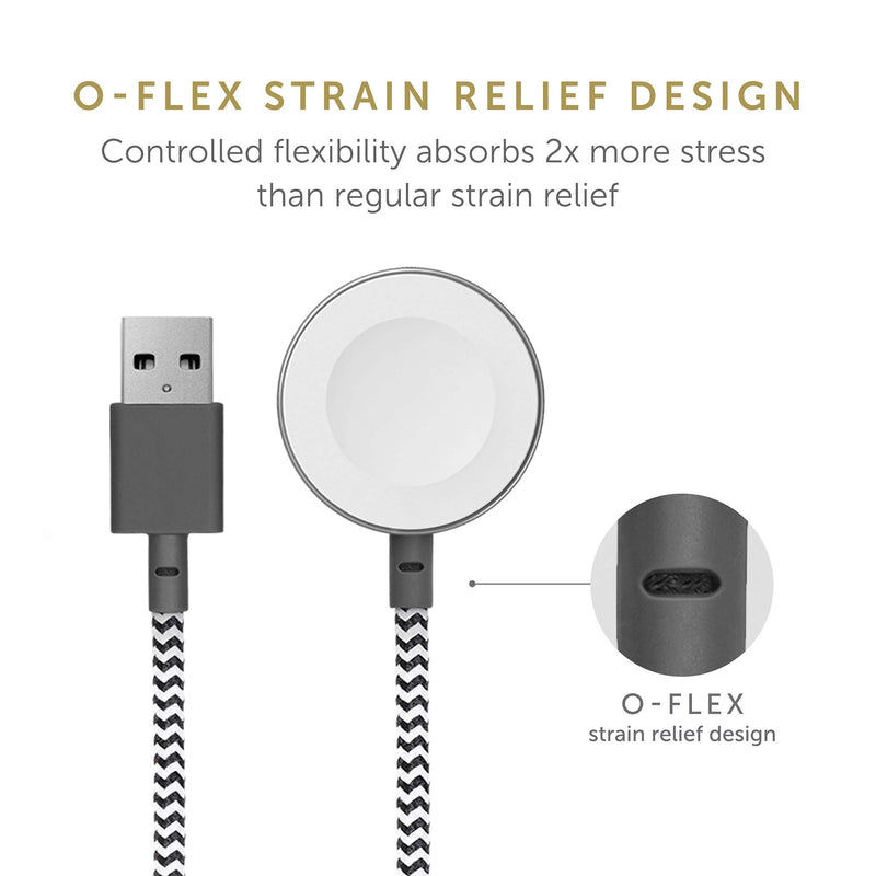 Native Union Belt Watch Cable - 4ft Ultra-Strong Reinforced [MFi Certified] Durable USB Charging Cable Compatible with Apple Watch, Leather Strap (Zebra) Zebra