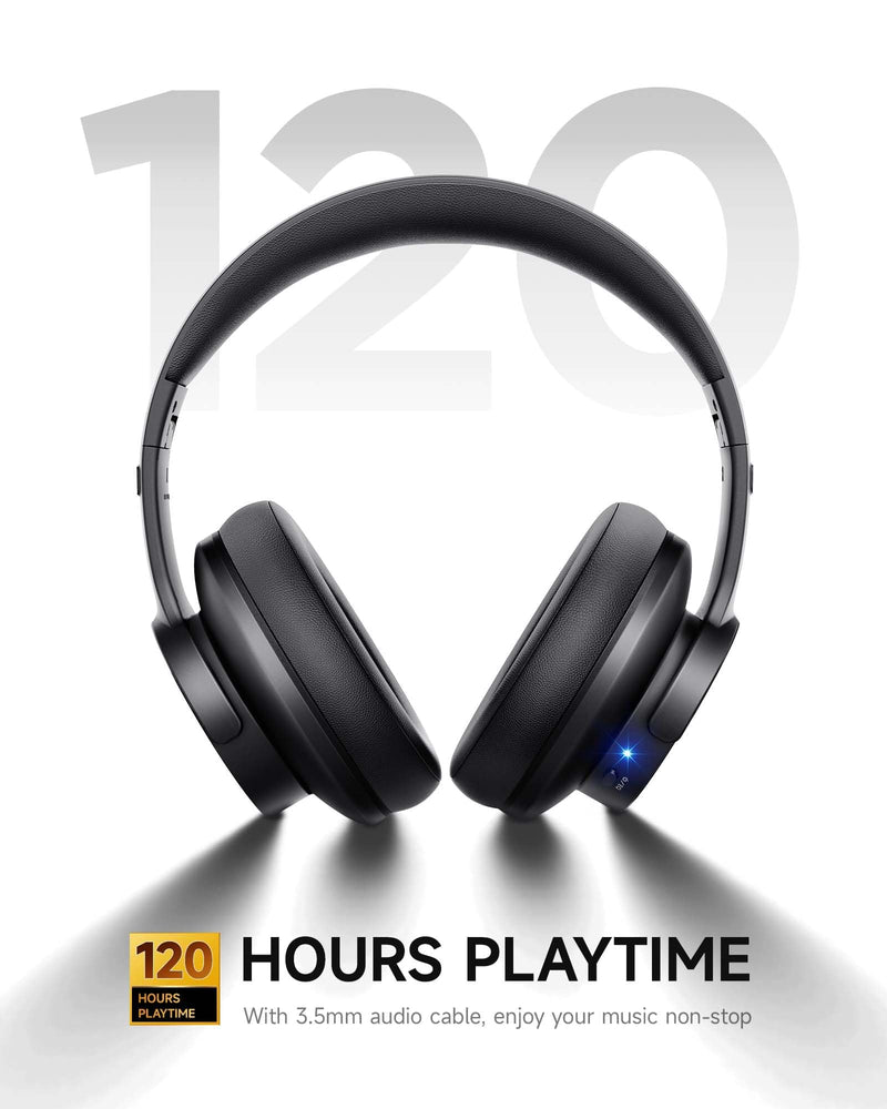 [AUSTRALIA] - Picun B8 Bluetooth Headphones, 120 Hours Headphones Wireless Bluetooth, Hands-Free Calls, 3EQ & Game Mode, Foldable Headphones Over Ear for Travel Home Office Cellphone PC Black 