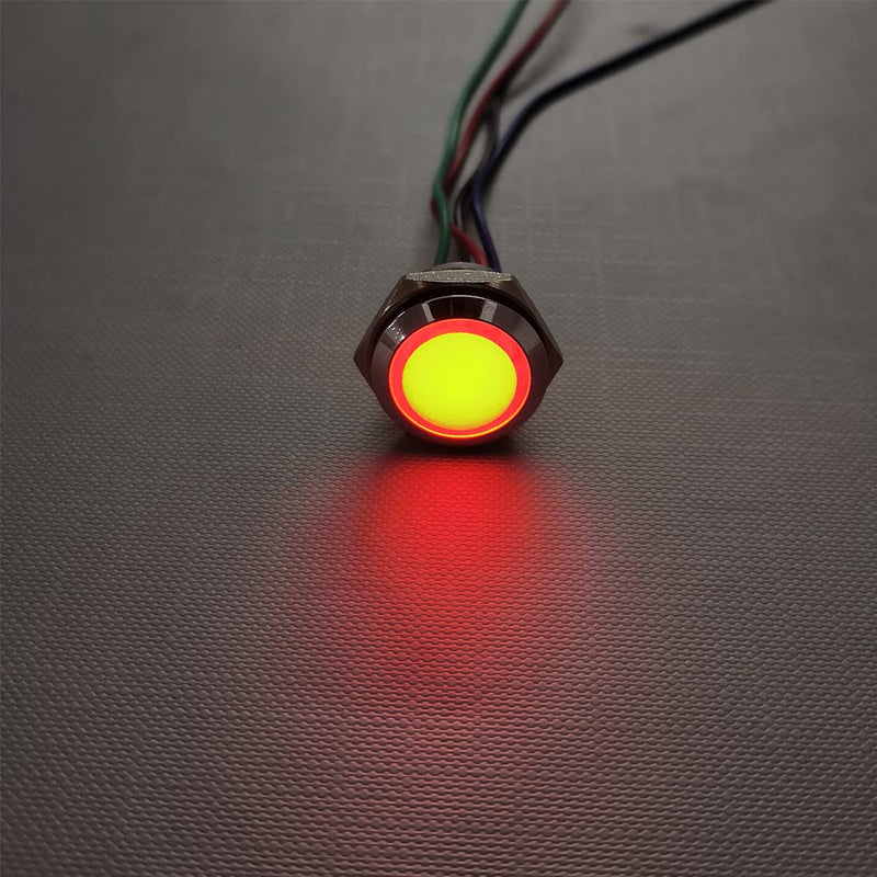 GUUZI 4pcs 12V-24V RGB Triple (Red Green Blue) Metal LED Indicator Light 19 mm Waterproof Signal Lamp with Cable Red/Green/Blue-19 Mm