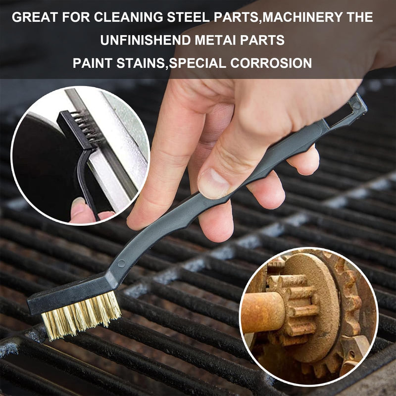 Hand Wire Brush Set, 9 Pieces, 3 x Nylon Brushes, 3 x Stainless Steel Brushes, 3 x Brass Wire Brushes, for Removing Stubborn Residues, Rust, Cleaning Grill, Rust, Oil Stains, Painting, Dust