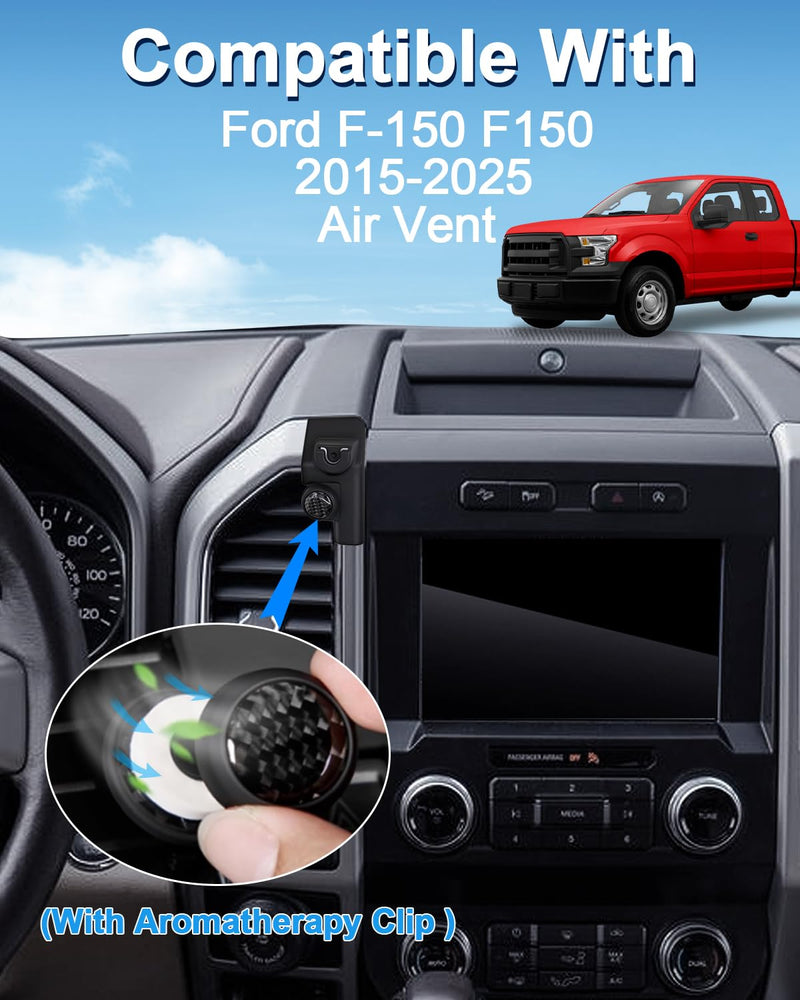 PZK Car Phone Mount for Ford F-150 F150 2015-2020 Accessories Custom Vent | Auto Lock Car Phone Holder Fixed Clip, One Button Release, Hands Free 360° Rotation Cell Phone Cradles Fit All SmartPhone Ford F-150 2015-2020