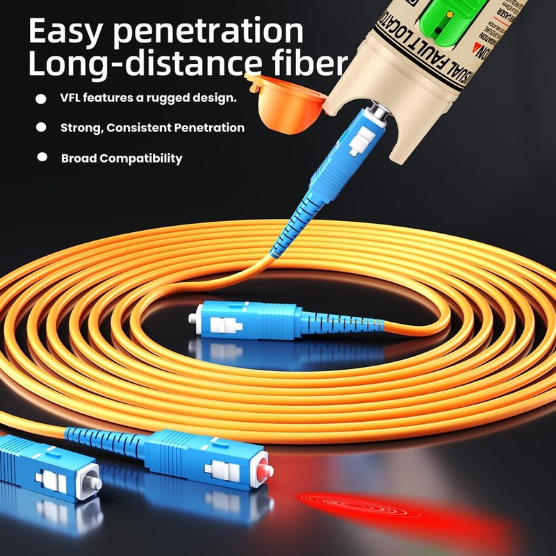 Visual Fault Locator,30-50KM Fiber Optic Cable Tester Meter VFL Red Light Pen Light Source Testers 30-50KM VFL