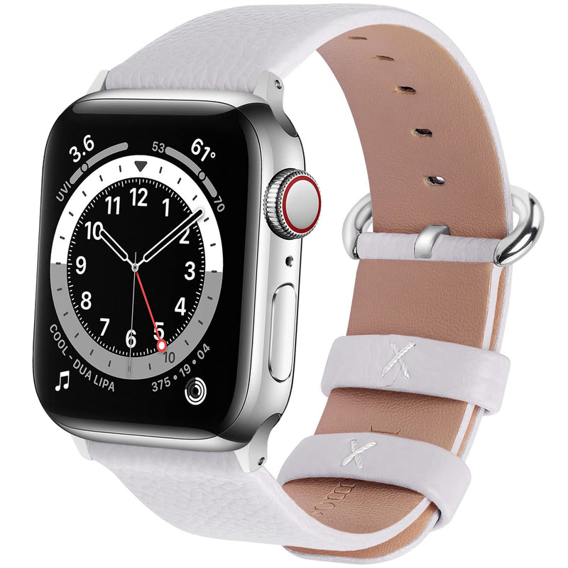 Fullmosa Compatible Leather Apple Watch Band 38mm 40mm 41mm White & Compatible No Tool Metal Apple Watch Band 41mm 40mm 38mm,Rose Gold