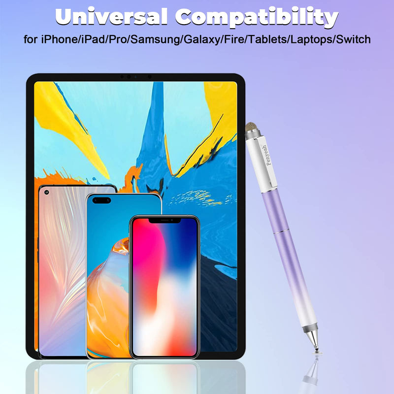 Penyeah Stylus Pen for iPad/iPhone/Android (4 in 1),Universal Touch Screen Disc Tip/Mesh & Rubber Tip Stylist Pen for All Capacitive Phones/Tablets/Laptops-Dream Purple Dream Purple