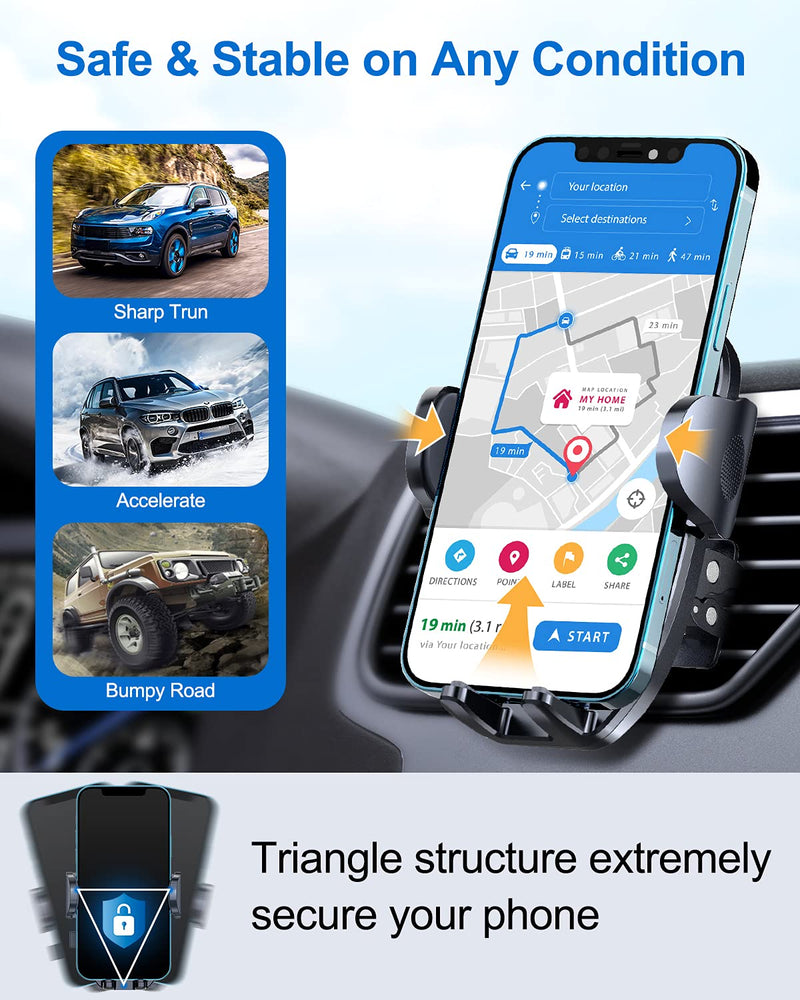 Universal Air Vent Car Mount, [ Big Phones & Thick Case Friendly ] Cell Phone Holder for Car Hands Free Clamp Cradle Vehicle fit for All Apple (B1)