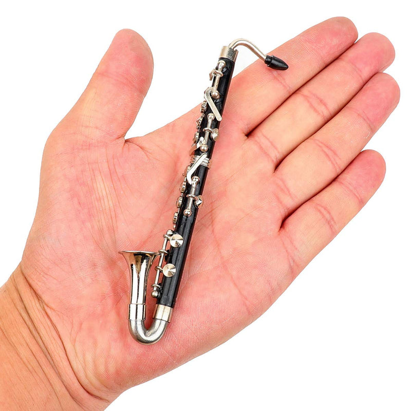 Dselvgvu Miniature Bass Clarinet with Stand and Case Mini Musical Instrument Mini Bass Clarinet Miniature Dollhouse Model Christmas Ornament (5.12") 5.12"