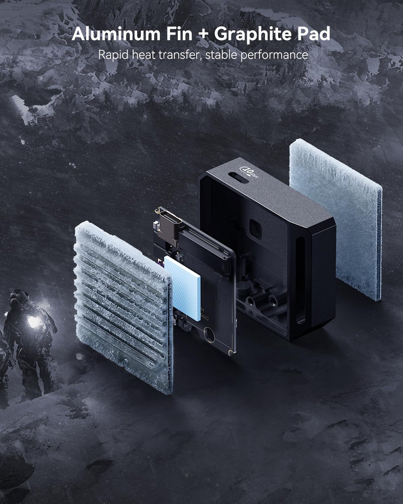 DOCKCASE & CHIZHA Pocket M.2 2230 NVMe SSD Enclosure, Support 3s PLP Prevents Write Data Loss, 10Gbps USB C 3.2 Gen2, fits NVMe PCIe, Exclusive to Size 2230, Support M-Key B+M Key UASP
