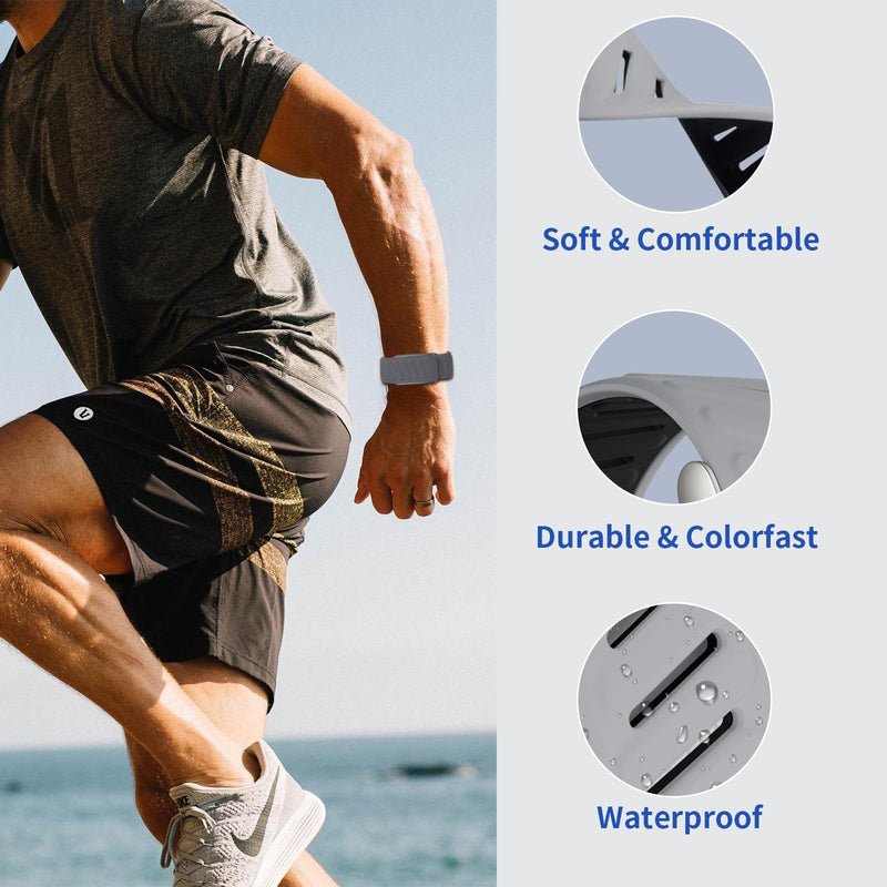 3 Pack Silicone SportFlex Bands Compatible with WHOOP 5.0/MG Band for Men Women - Soft, Breathable & Comfortable, Adjustable Waterproof Replacement Wristbands Straps- Not Compatible with Gen 4 Black Gray/Dark Blue Light Blue/Gray Black For Whoop Mg