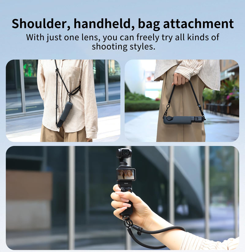 VRIG Crossbody Camera Strap for DJI Osmo Pocket 4 & Pocket 3/Xtra Muse | Adjustable Shoulder/Hand Wrist Straps Lanyard for Photography with a 1/4" Screw for Insta360 X5,DJI OSMO Action 6/5Pro/4/3