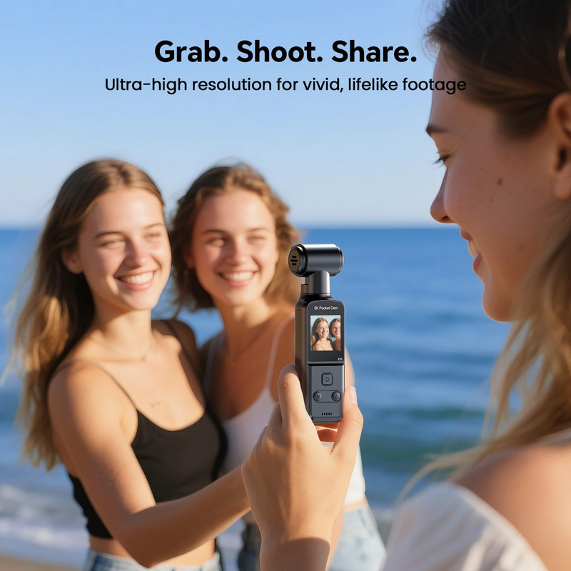 5K Body Camera with Audio, 270° Rotating Lens, External Mic, and EIS Stabilization – 4K/60FPS Z14 Vlogging Camera for Daily Recording and Personal Record (Black) Black