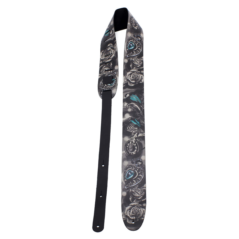 Perris Leathers Ltd. - Guitar Strap - Suede - Adjustable - for Acoustic/Bass/Electric Guitar - Made in Canada Green Lock Heart