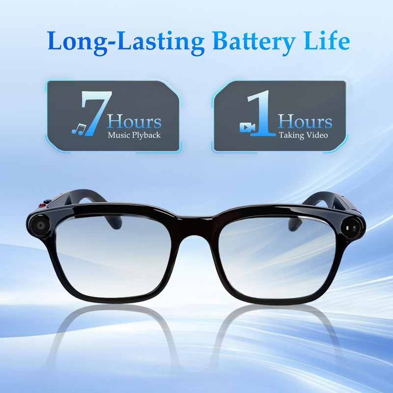 AI Smart Glasses with 8MP Camera, AI Assistant & Bluetooth Audio | 1080P Video, HD Photos, Real-Time Translation, Open-Ear Calls & Music, Photochromic Lenses with UV Protection for Men Women Standard
