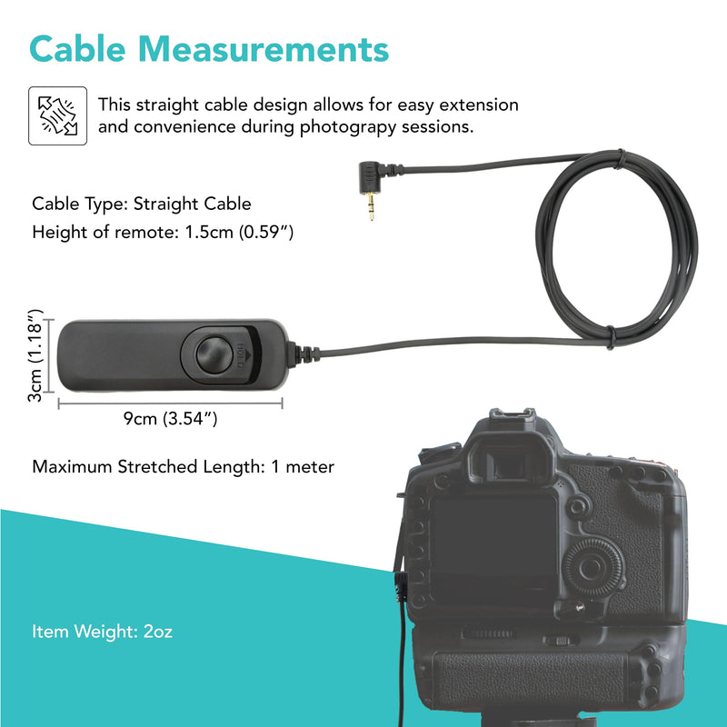 [AUSTRALIA] - Foto&Tech RS-60E3 Wired Remote Shutter Release Compatible w EOS R6 Mark III R7 T8i T7i T6i T6S T5 T5i T4i T3i T3 XT XTi SL3 SL2 RP R M 77D 80D 70D 60D 700D 650D 600D 550D 500D R8 