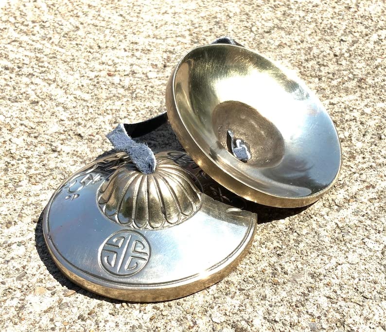 Full Moon Heavy Tingsha Set. 3.25 Inches Handcrafted Premium Quality Meditation Grade Tibetan Cymbals Chime Set (Light) Light