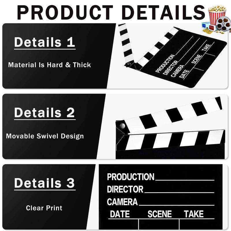 Movie Film Clap Board Movie Night Party Decorations 7 x 8 Inch Movie Clapboard Directors Clapper Writable Cut Action Scene Board Movie Night Centerpiece for Movies Films Photo Props(20 Pcs)