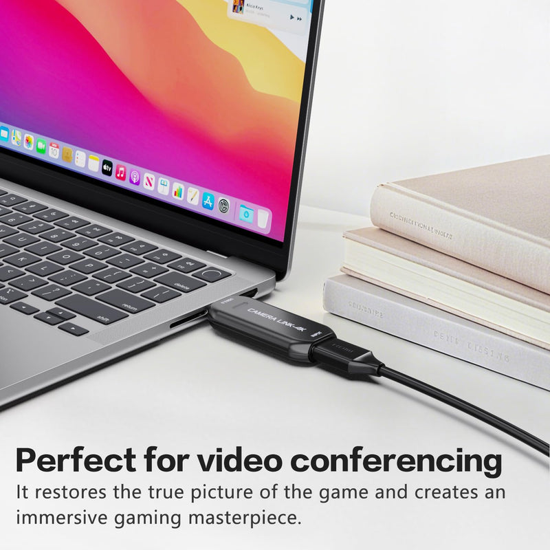 VIXLW Cam Link 4K – External Capture Card for DSLR Camcorder ActionCam as Webcam, HDMI to USB 3.0, Meet/Stream/Record in 4K60/1080p120, Easy Connect for OBS/Zoom, Windows/Mac black