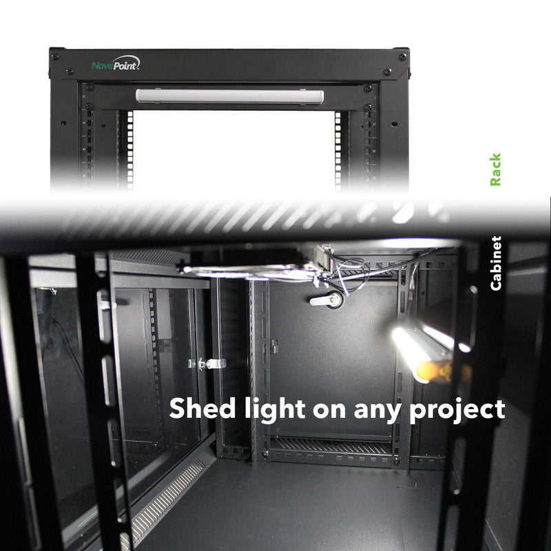 NavePoint 1U Steel Panel Light for Standard 19 Inch Server Cabinet Rack Lighting Panel Black