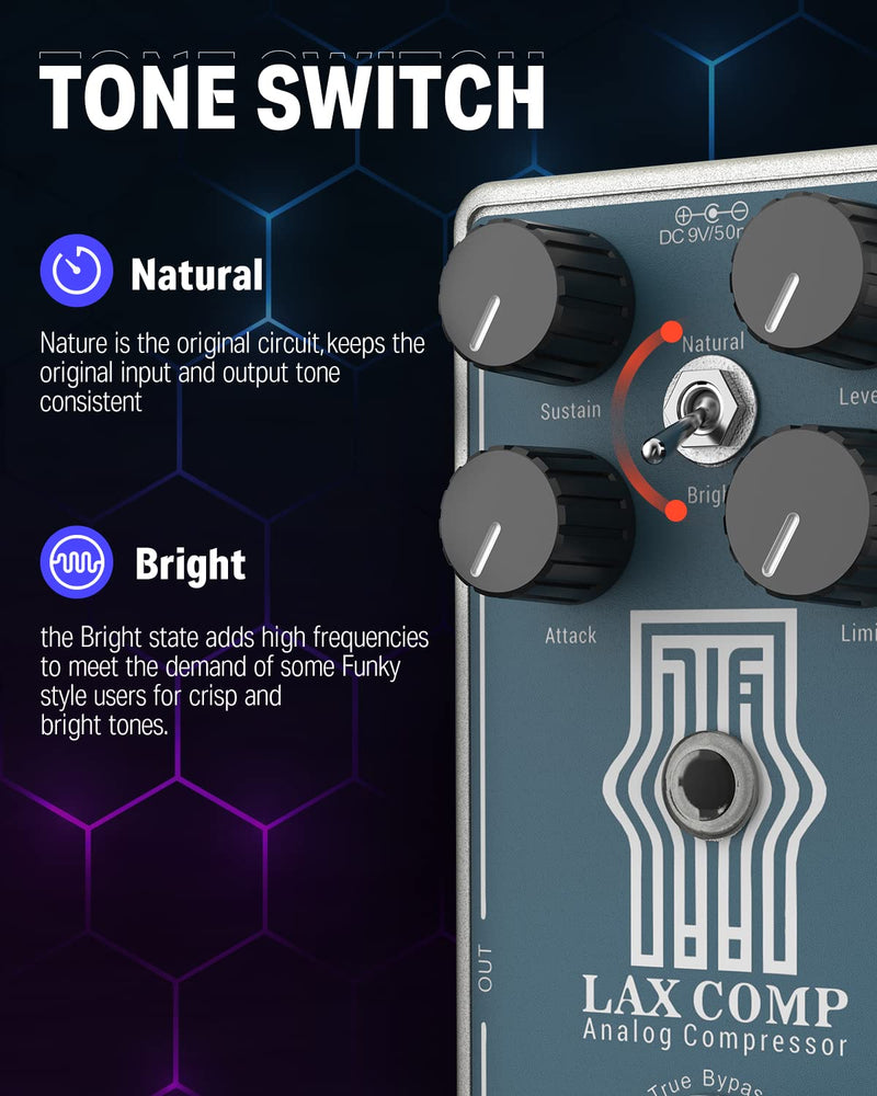 [AUSTRALIA] - Donner Compressor Guitar Pedal, Lax Comp Compressor Pedal for Electric Guitar and Bass, Classic Peak Limiter Style Compressor with 2 Band EQ Boost Effect Pure Analog True Bypass Blue：Compressor 