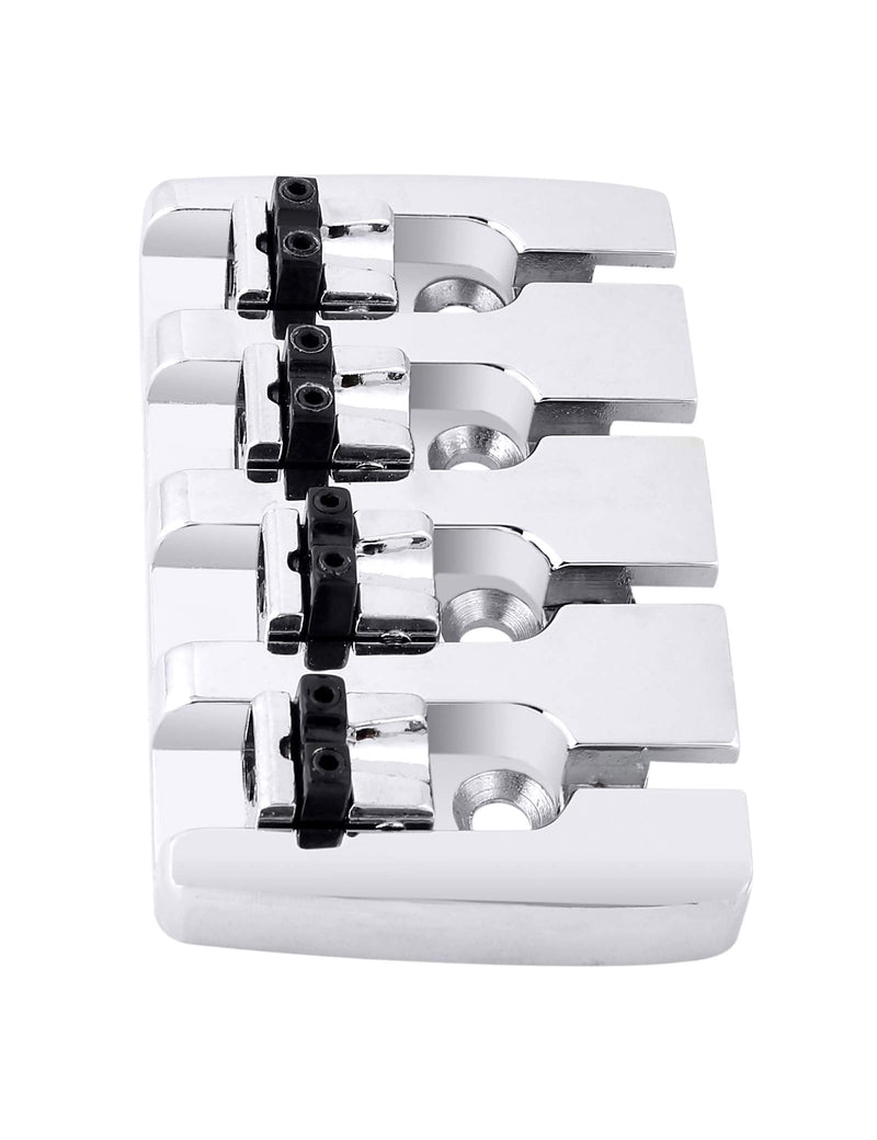 4 string Bass Bridge Adjustable Saddles Tailpiece Top Load with Screws for Electric Jazz Bass P Bass Parts Chrome.