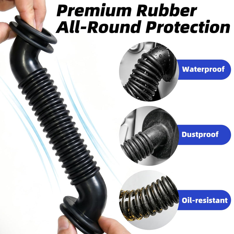 2Pcs 25MM x 25MM Car Wire Harness Tube, Black Rubber Door Wiring Dust Proof Tube, Automotive Electrical Cable Protection Sleeve