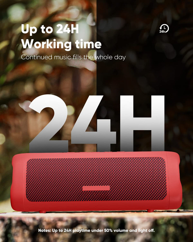 Bluetooth Speaker, IPX5 Waterproof Speaker with HD Sound, Up to 24H Playtime, TWS Pairing, BT5.3, Portable Wireless Speakers for Home/Party/Outdoor/Beach, Electronic Gadgets, Birthday Gift (Red) 1pcs-Red