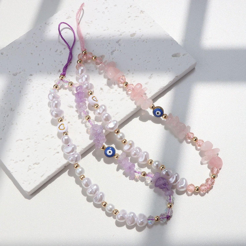 Evil Eye Phone Charm Strap Cell Phone Lanyard Phone Charms Strap Beaded Phone Charms Evil Eye Phone Lanyard Crystal Phone Strap Evil Eye Phone Chain Preppy Phone Charm Kawaii Phone Keychain Violet