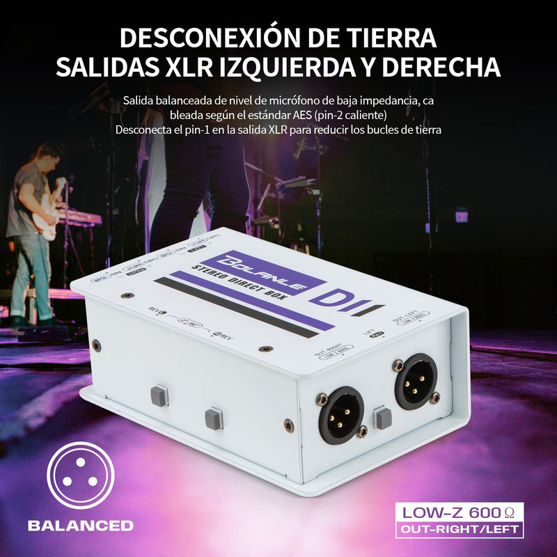 Bolanle Pro DI Passive Direct Box - 2 Channel Instrument Premium Direct Box to Balanced & Unbalanced XLR,Impedance Transformer Connector for Impedance Conversion and Isolation (D2) D2