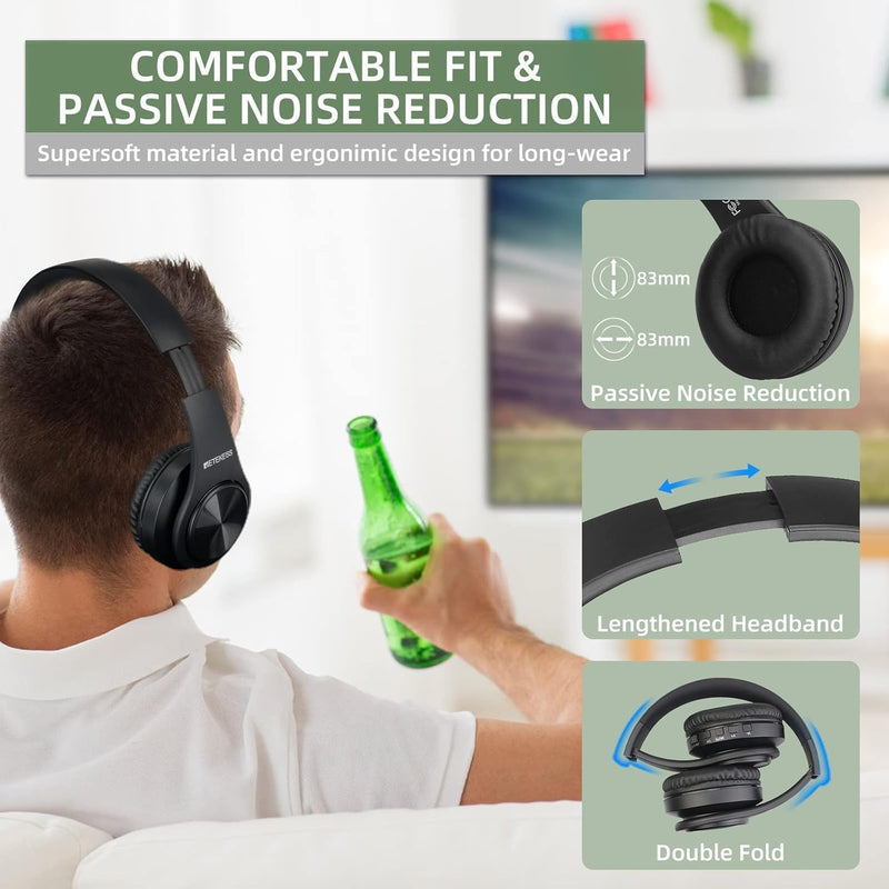 Retekess TA005 Wireless Headphones for TV Watching,TV Headphones for Senior | for Seniors, Elderly, Family, Support Stereo,A/B Channel,30m,Support AUX,RCA and Optical Input
