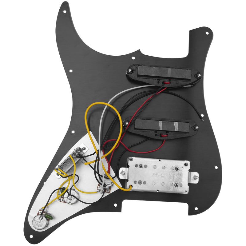 [AUSTRALIA] - 11-Hole 3-Ply SSH Prewired Loaded Pickguard Humbucker Pickups Set Compatible with Fender Stratocaster Squier Electric Guitar (3Ply Black Pearl) 3Ply Black Pearl 