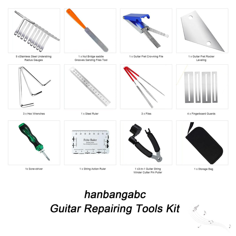 27Pcs Guitar Tool Kit,Guitar Accessories Gifts for Men,Guitar Repair Kit,Luthier Tools,Guitar Setup Kit for Ukulele Bass Mandolin Banjo Guitar,Guitar Maintenance Kit with Carry Bag Update Kit-27PCS