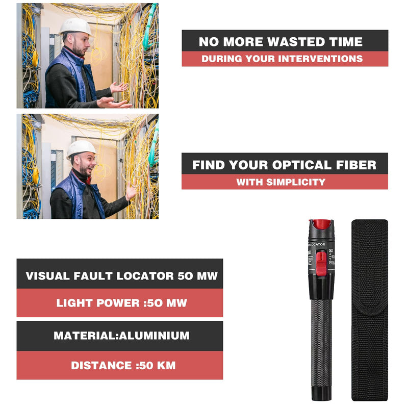 Guakiili 50mW Visual Troubleshooter with FC/APC Male to LC/APC Adapter, VFL Tester Kit 50km Range, Fiber Optic Cable Tester with FC to LC-SM9/125 Adapter