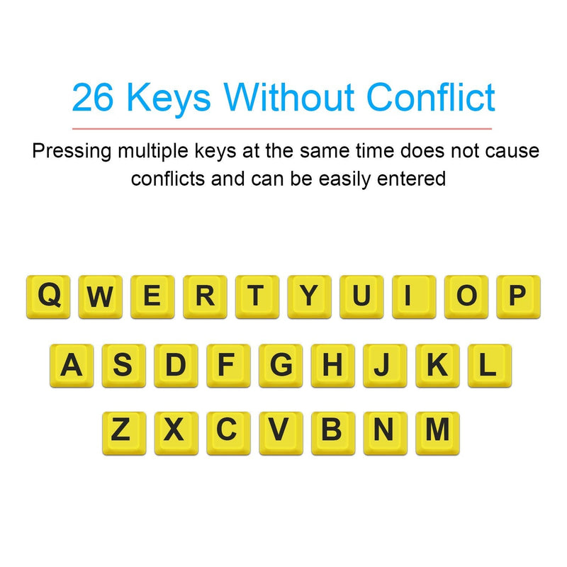 TANIX Large Print Computer Keyboard Wired USB Keyboard Big Print Letter with Yellow Keys High Contrast Yellow Keyboard Makes Type Easy