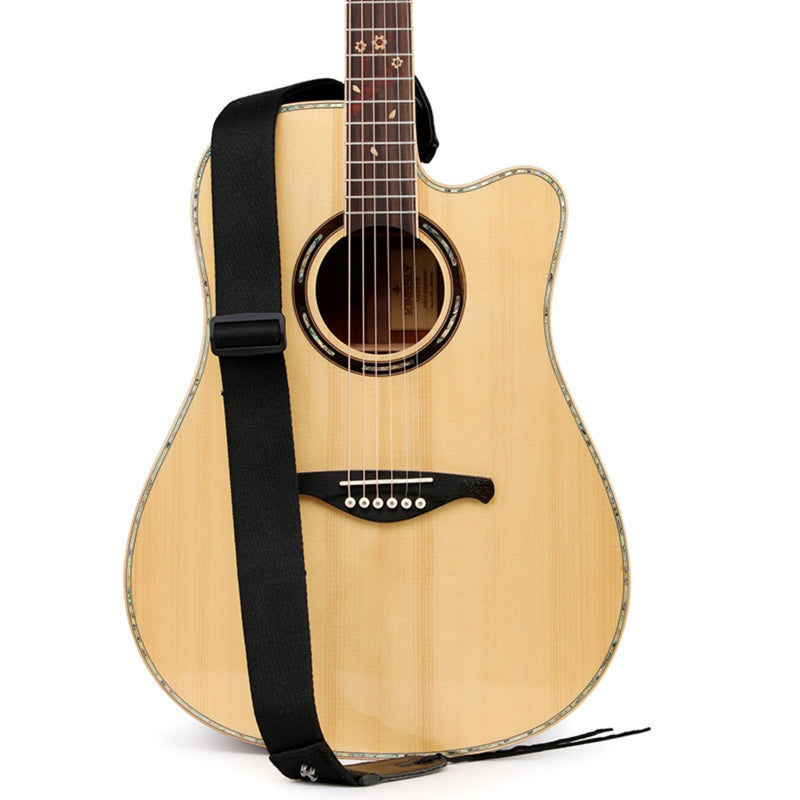 [AUSTRALIA] - Guitar Strap, Bass Guitar Straps Acoustic Electric Woven Simple Leather Ends Adjustable Vintage with Pick Pocket Black 