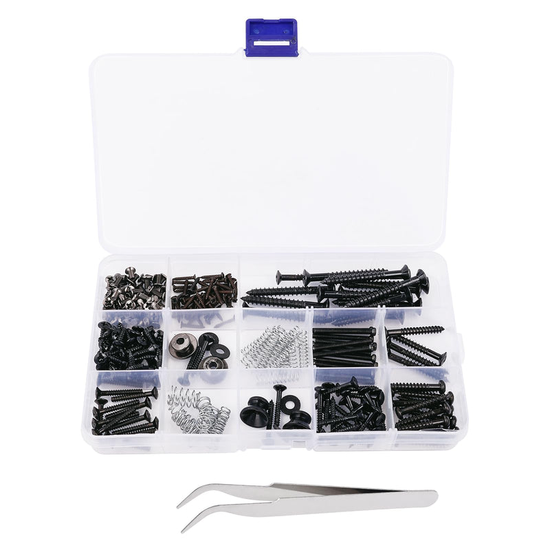 [AUSTRALIA] - Banworks Metric Sized 258pcs Electric Guitar Screws Kit for Tele/Strat Bridge, Neck Plate, Pickup Rings, Humbucker Pickups, ST/TL Pickups, Pickguards, Tuners, Pickup Selector Switch, Strap End Pins Black 