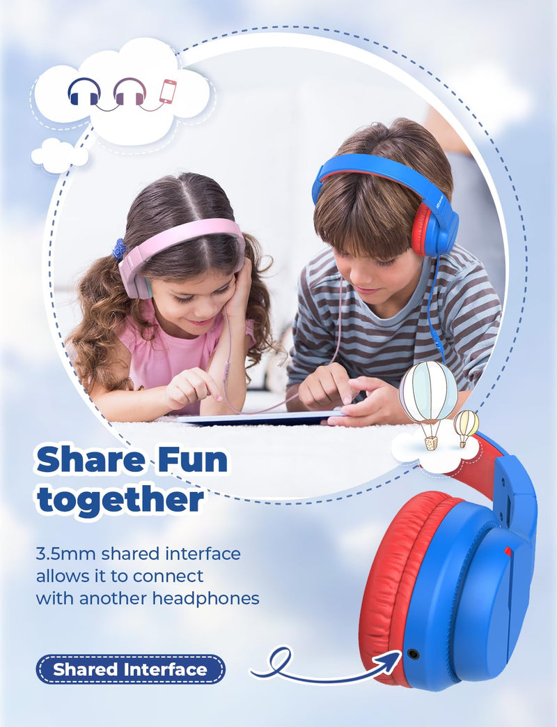 iClever HS25 & HS19 Wired Kids Headphones Bundles, Safe Volume, Stereo Sound, Kids Headphones for School Travel