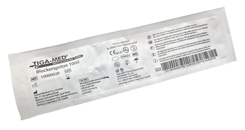 [AUSTRALIA] - Blocker Syringe Pack of 5 | 10 ml Water/Glycerine Mix | for Balloon Catheter, Catheter, Urinary Bladder Catheter | Syringe Syringes | Individually Sterile Packed 