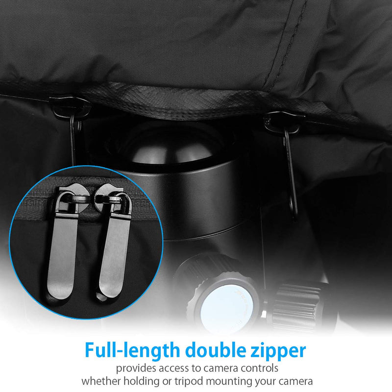 Powerextra Professional Waterproof Camera Rain Cover Protector for Nikon Sony Pentax and Other Digital SLR Cameras, Great for Rain Dirt Sand Snow Protection (Black)
