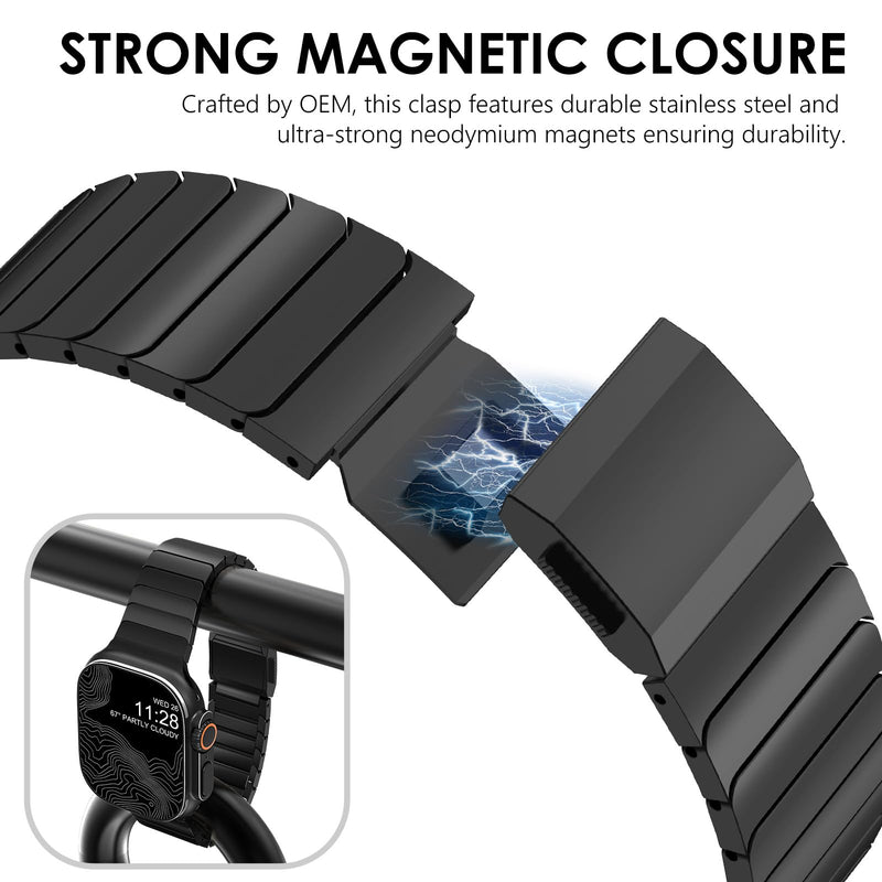 NewWays Titanium Link Bracelet Band for Apple Watch Ultra 3 2 1, Series3-11 | Premium Titanium, Lightweight Comfort, Exceptional Strength, Skin-Friendly, Built to Last Black Grade 2 Titanium 42mm(Series 3)/44mm/45mm/46mm/49mm