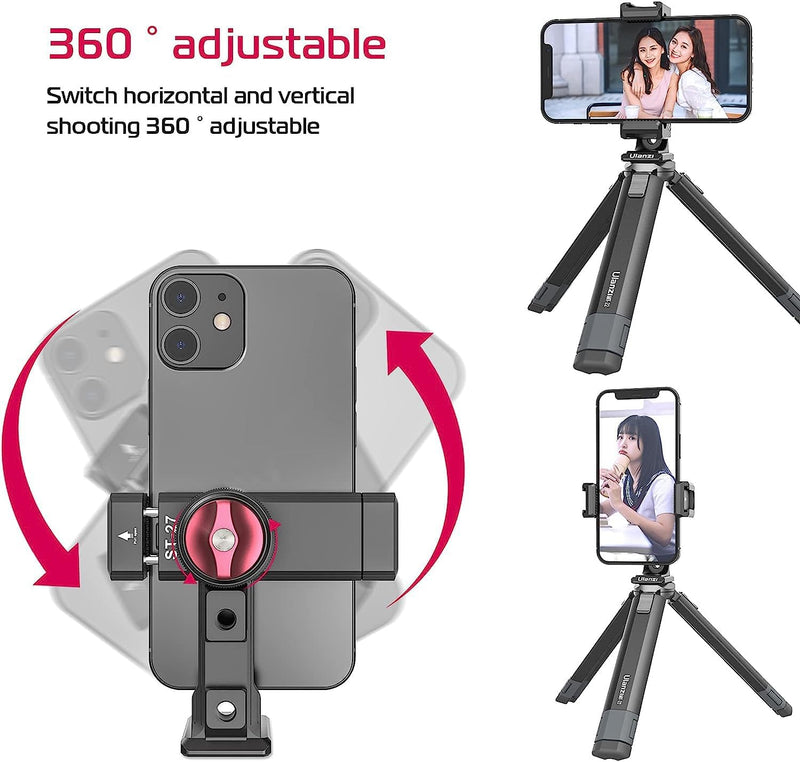 [AUSTRALIA] - ULANZI ST-27 Metal Phone Tripod Mount, 360° Phone Holder for Tripod w 3 Cold Shoes & Arca Port, Versatile Smartphone Adapter for iPhone 17 16 15, Desktop Tripods, and Live Streaming/Vlogging Setup 