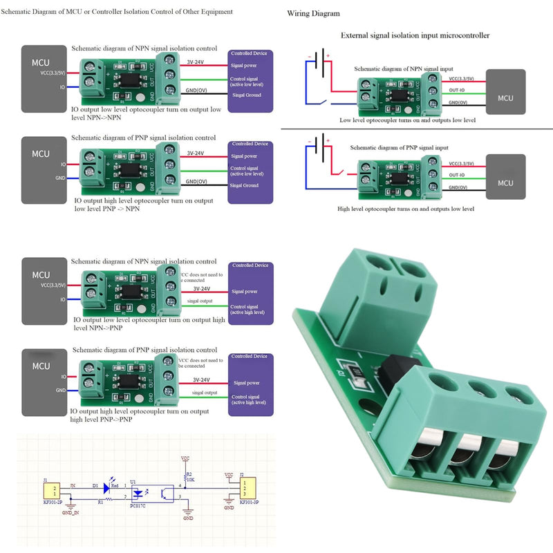 The Lord of the Tools 4X 1 Channel PC817 Optocoupler Isolation Module (3-5V) Suitable for Signal Isolation of Photoelectric Insulators 3-5 V