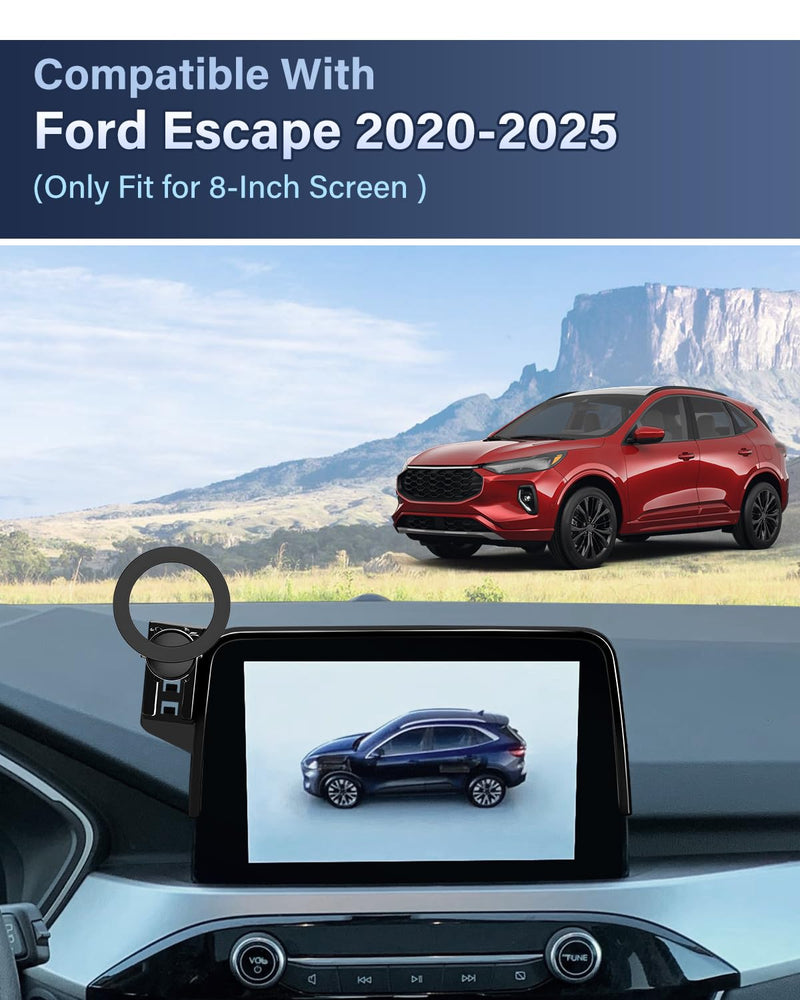 PZK Car Phone Holder for 2020-2025 Ford Escape Accessories 8-Inch Screen | Compatible with MagSafe Car Phone Mount Strong Magnets Fixed Screen with Sunglasses Storage Box 360° Rotation Hands-Free Escape 2021-2025