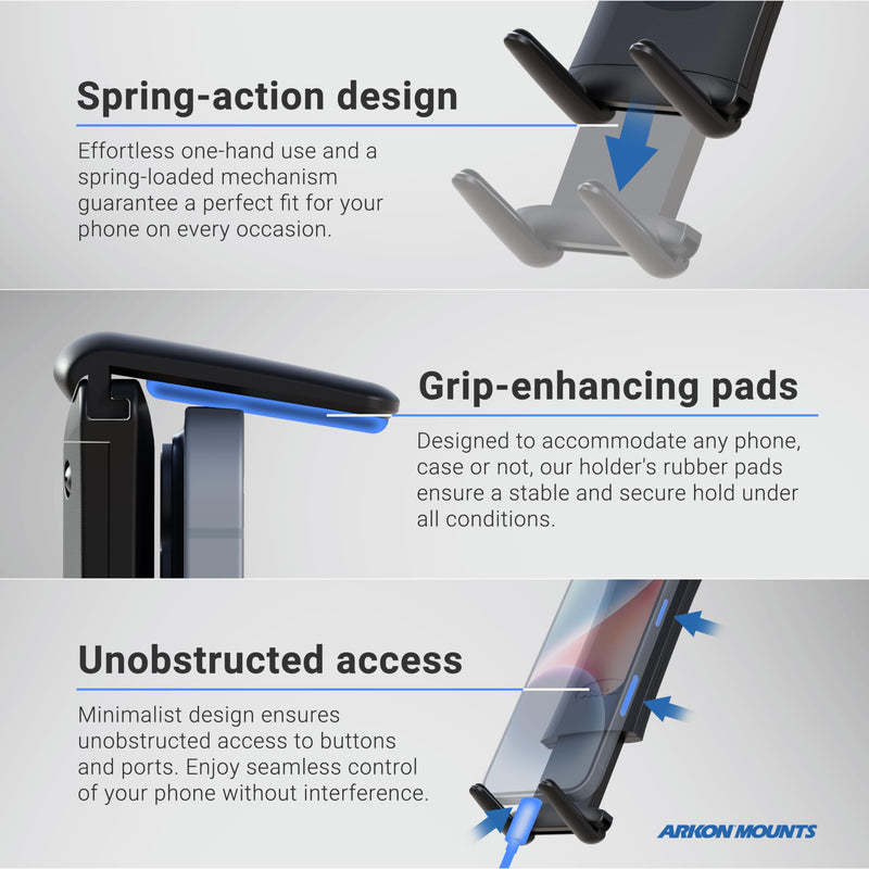ARKON Mounts - Phone Mount for Car | Car Phone Holder With Windshield Suction | Secure spring holder expands up to 7.25 inches | For iPhone, Samsung, Google, Huawei, Nokia, other Smartphones