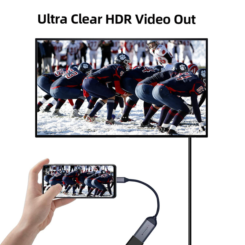 Hyper HyperDrive USB C to HDMI Adapter 8K60Hz, 4K144Hz, 2.1 HDR Video Output USB C to HDMI, Slim Design w/Silicone Cover, Compatible w/MacBook Pro/Air, iPad Pro/Air, Mac mini