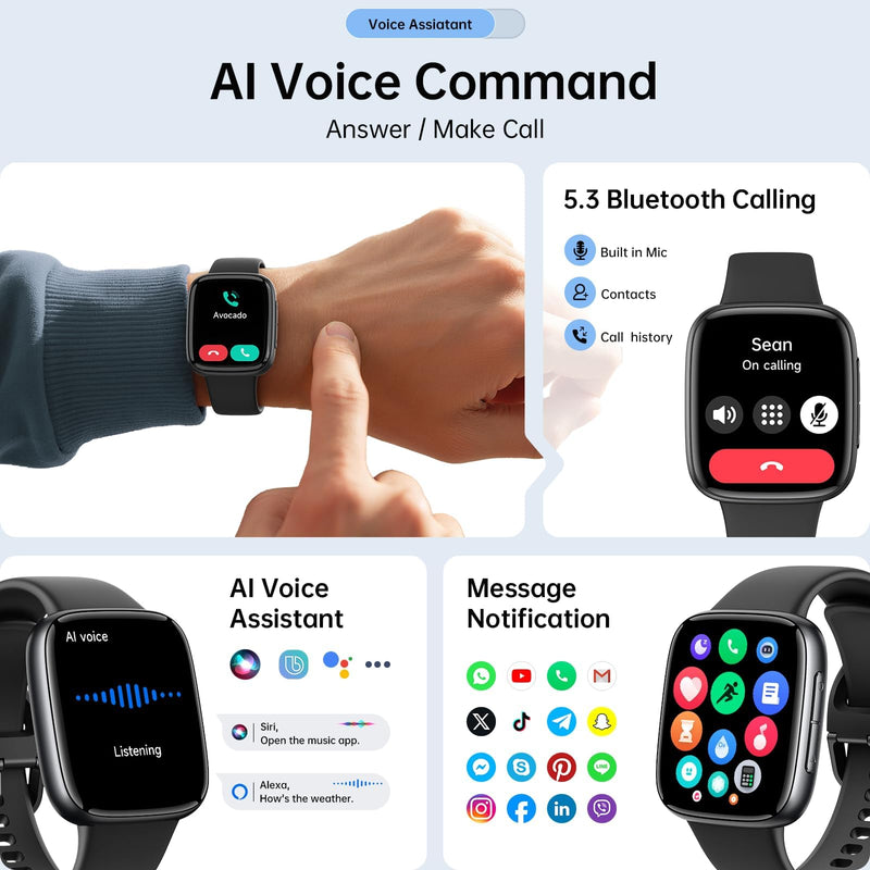 Quican Smart Watch for Women Men with Extra Replacement Charging Cable
