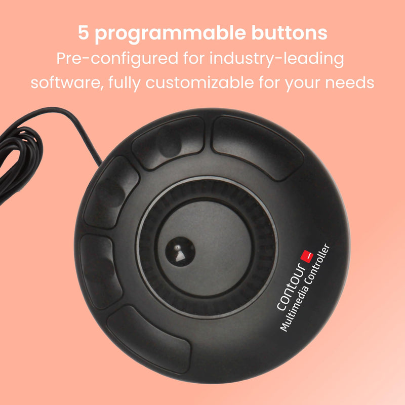 Contour Design ShuttleXpress - Editing Shuttle with 5 Programmable Buttons - Ergonomic Video Editing Equipment Compatible with Mac and PC Systems