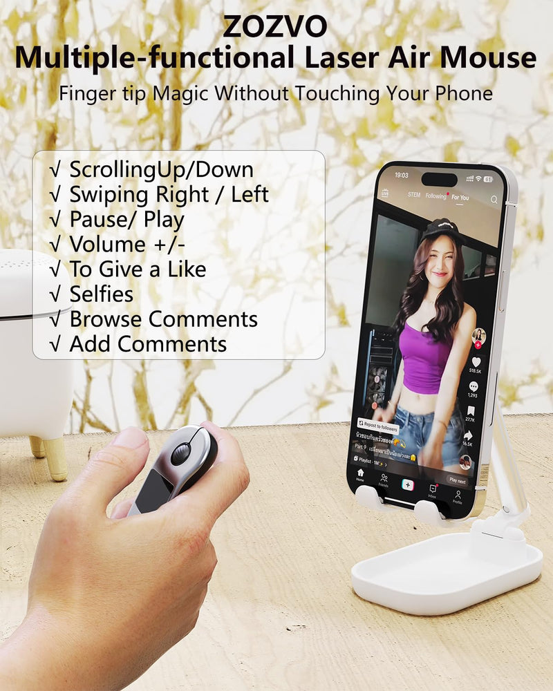 Air Mouse Bluetooth Rechargeable Presenter with Touchpad, Remote Control for PowerPoint/Keynote/TikTok/Camera/Kindle App, Applicable for PC/iOS/Android (Silver) Silver