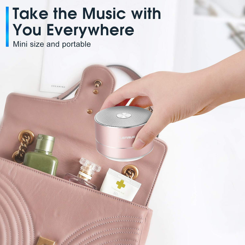 A2 LENRUE Portable Wireless Bluetooth Speaker with Built-in-Mic,Handsfree Call,AUX Line,TF Card,HD Sound and Bass for iPhone Ipad Android Smartphone and More(Rose Gold) Rose Gold